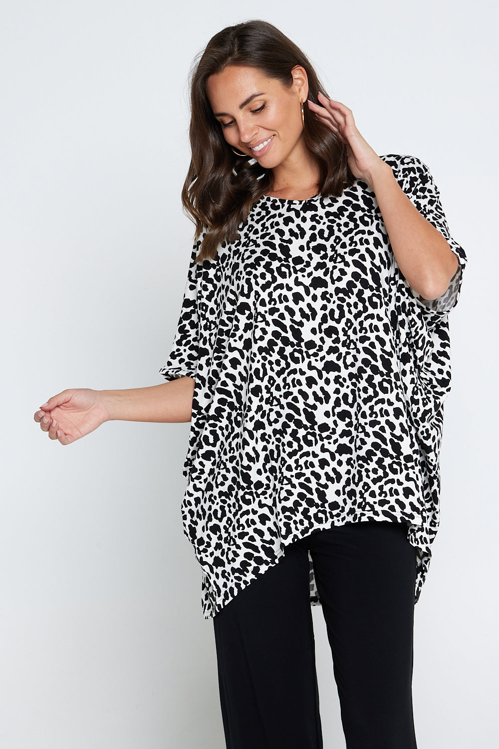 Image of Claire Bamboo Top - Black/White Animal