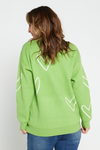 Cleo Knit Jumper - Lime Heart