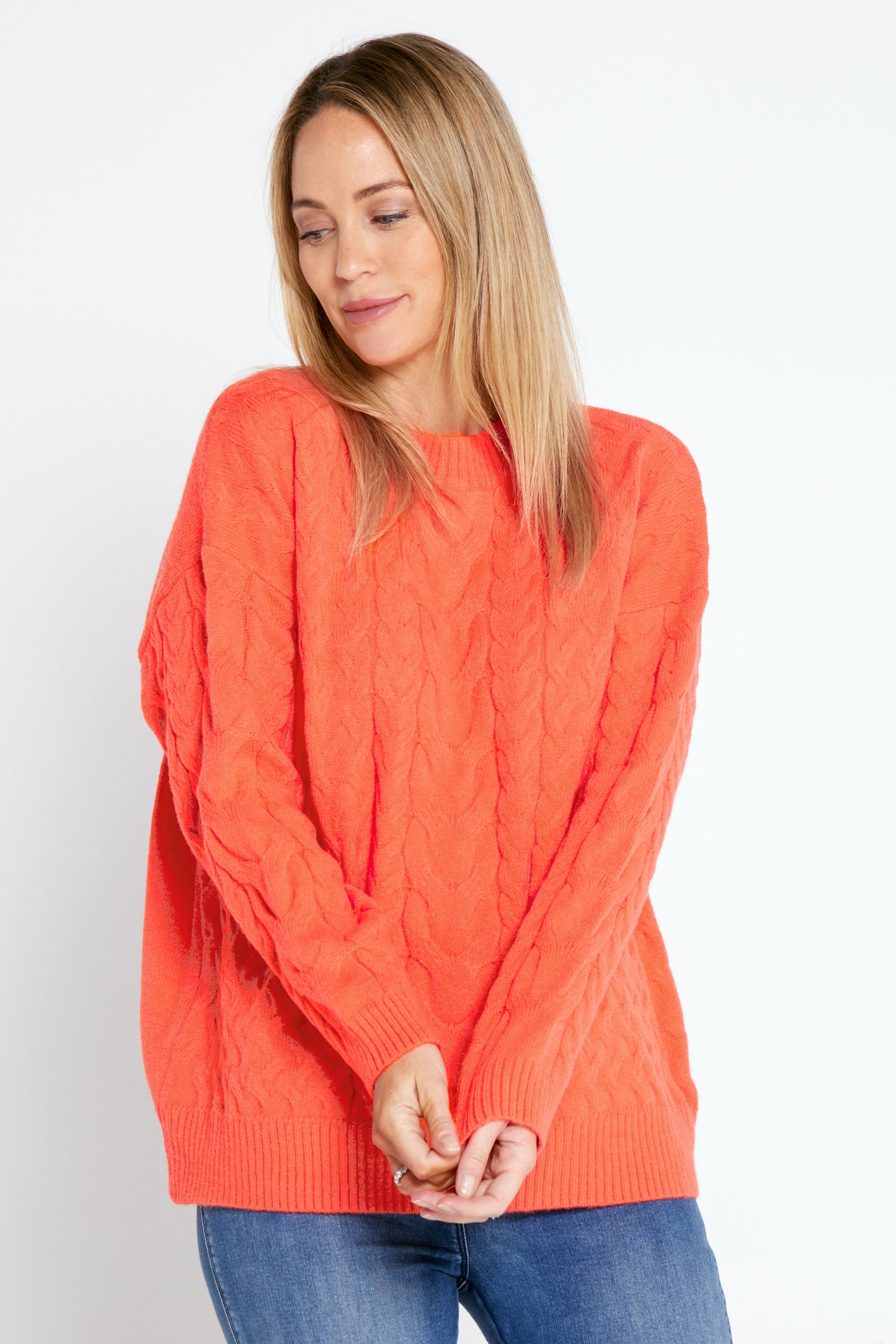 Diana Cable Knit Jumper - Orange