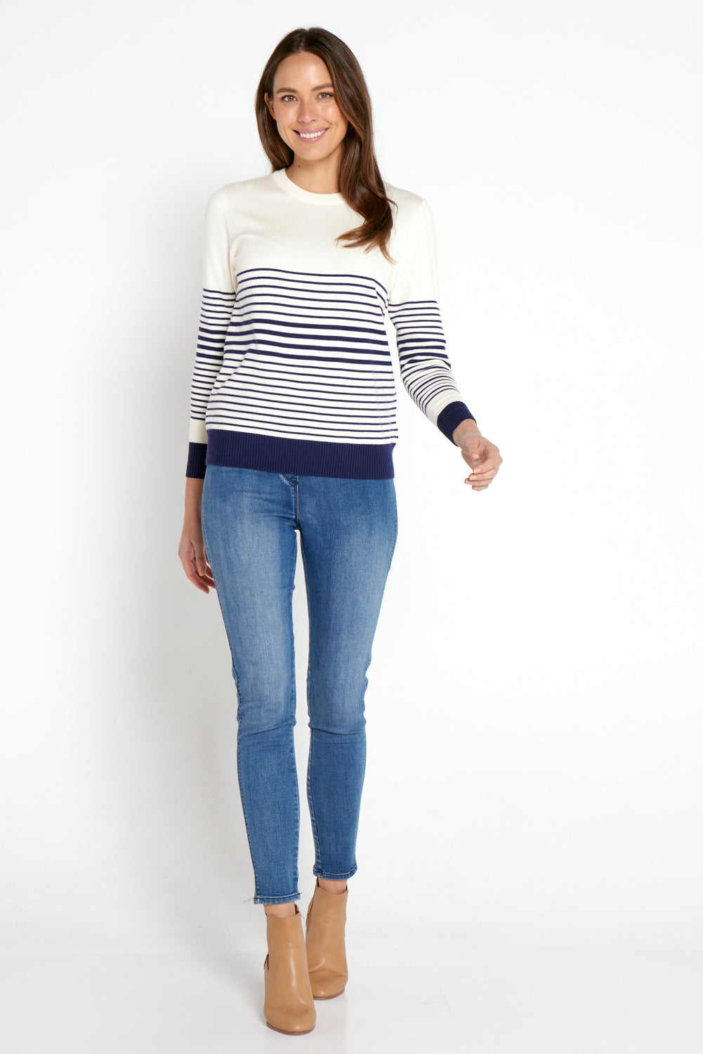 Dina Crew Knit Top - Stripe