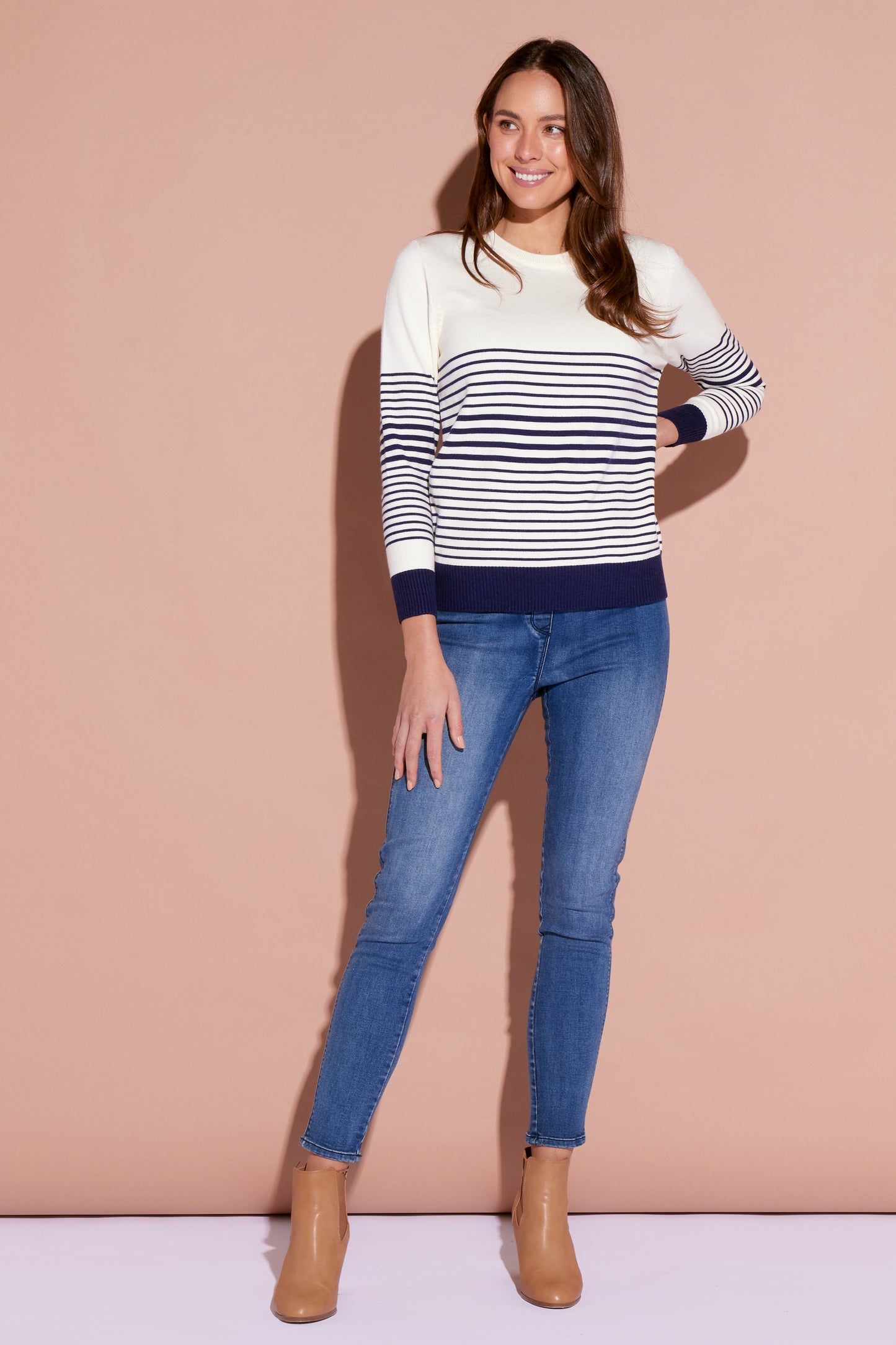 Dina Crew Knit Top - Stripe