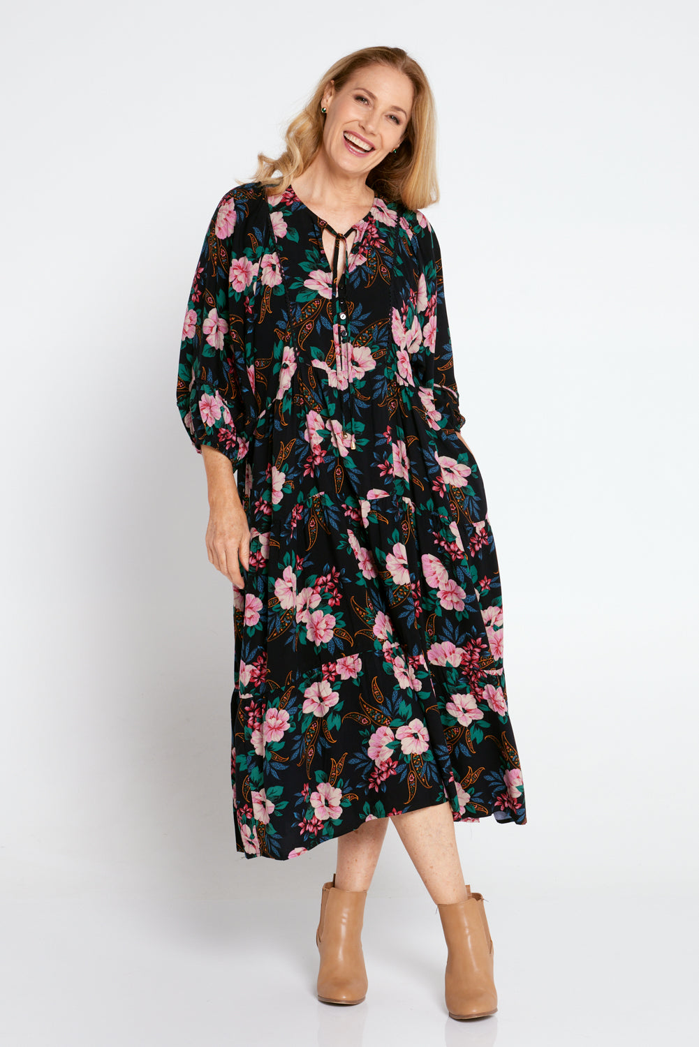 Eloise Dress - Black Floral