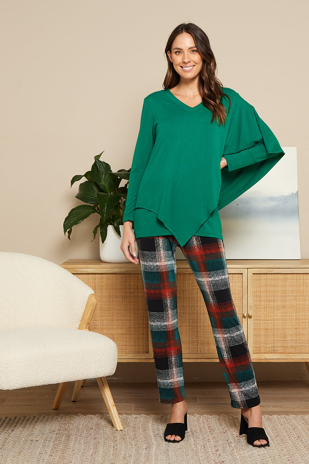 Gianna Printed Pants - Winter Plaid