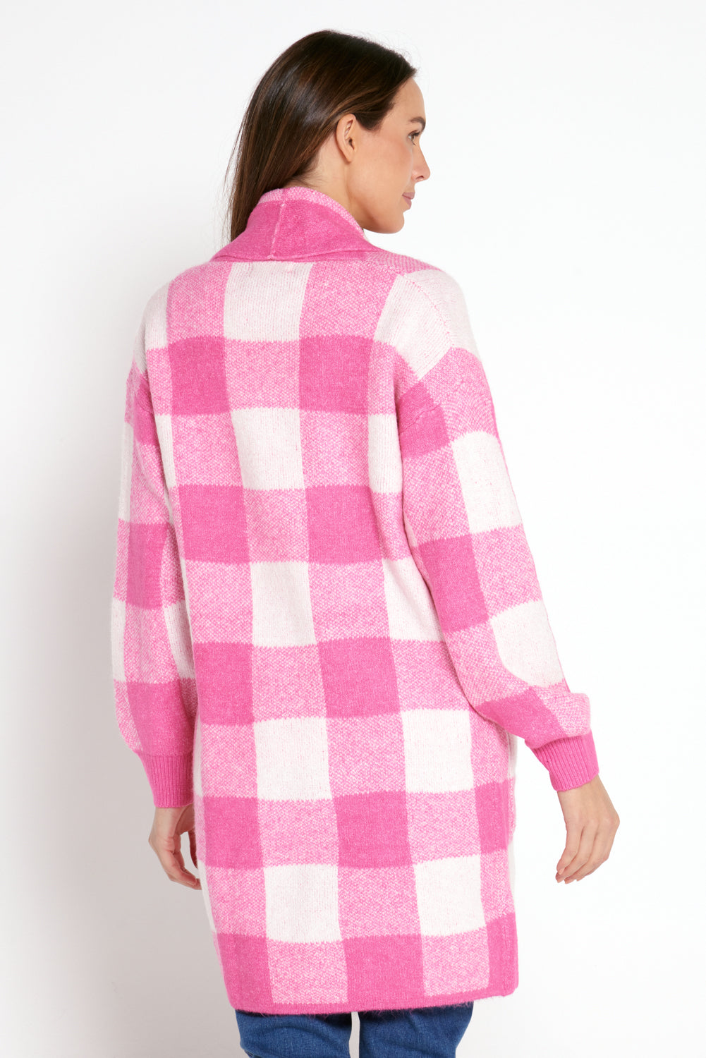 Lara Wool Cardigan - Pink Check