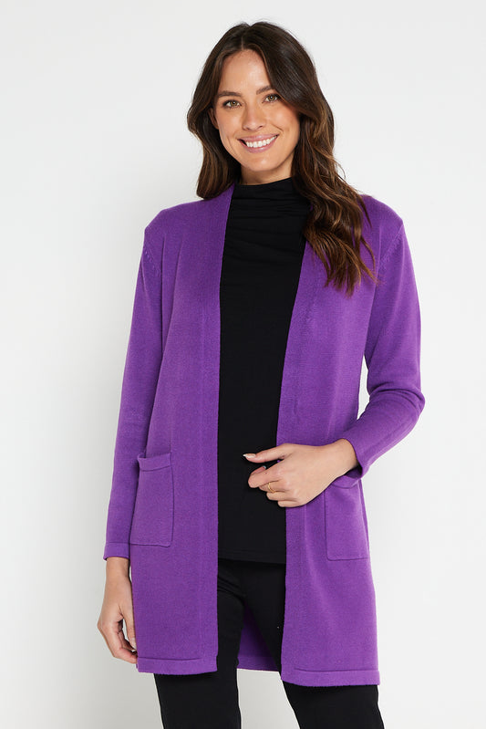 Salima Wool Blend Cardigan - Purple