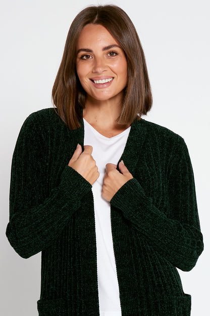 Therese Chenille Cardigan - Dark Green