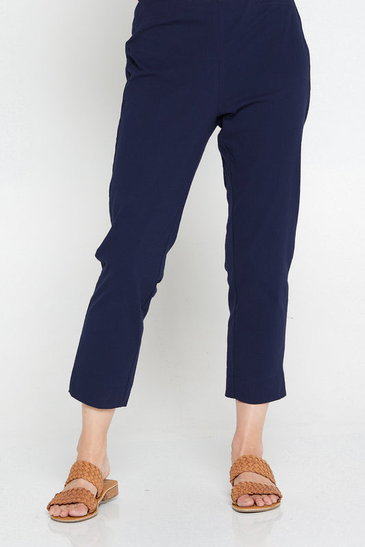 Stefani Capri Pants - Red  Cafe Latte Stretch Cotton Capri