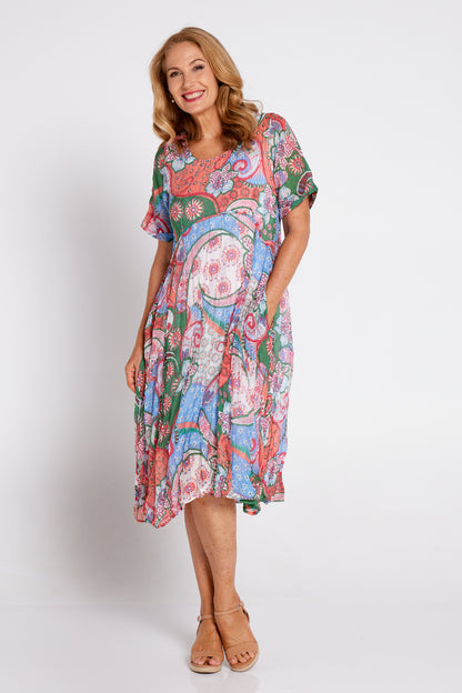 Waterhouse Dress - Melon/Sky Paisley