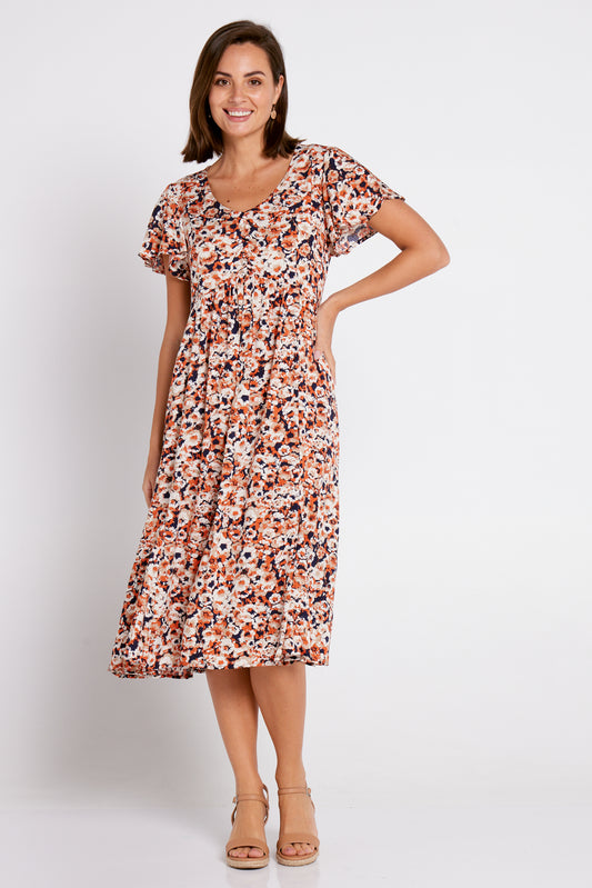 Brighton Dress - Ochre Floral