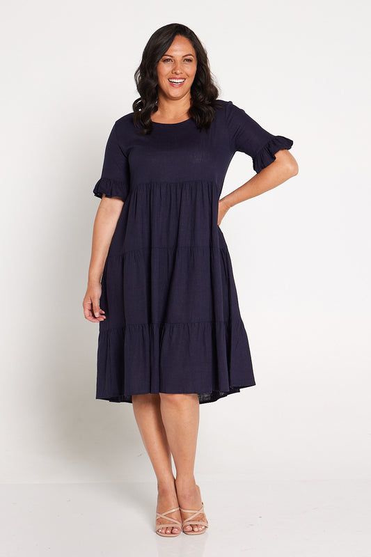 Jackson Linen Dress - Navy