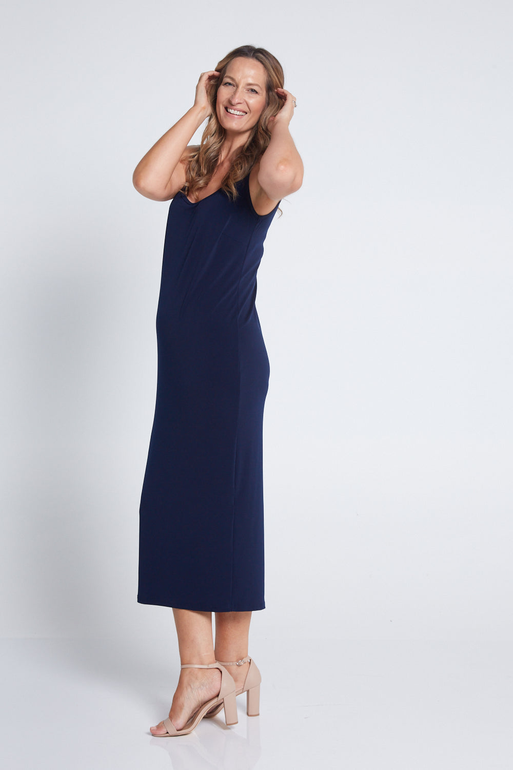 Amy Midi Stretch Slip - Dark Navy