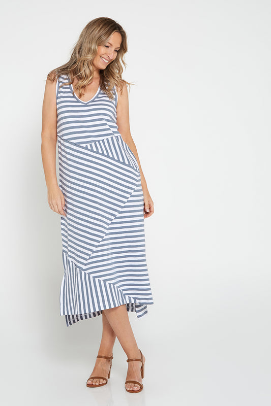 Brooklyn Midi Dress - Silver/Stripe