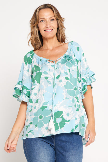 Danielle Top - Aqua Green