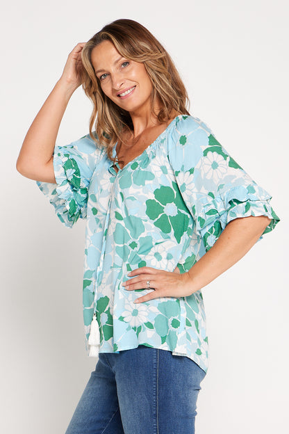 Danielle Top - Aqua Green