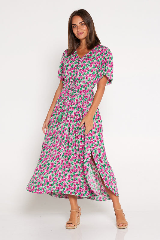 Eliana Dress - Jade Fuchsia Floral