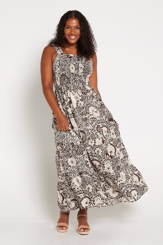 Freddie Dress - Mocha Paisley