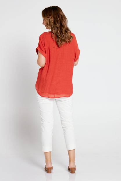 Gemma Top - Rust Red