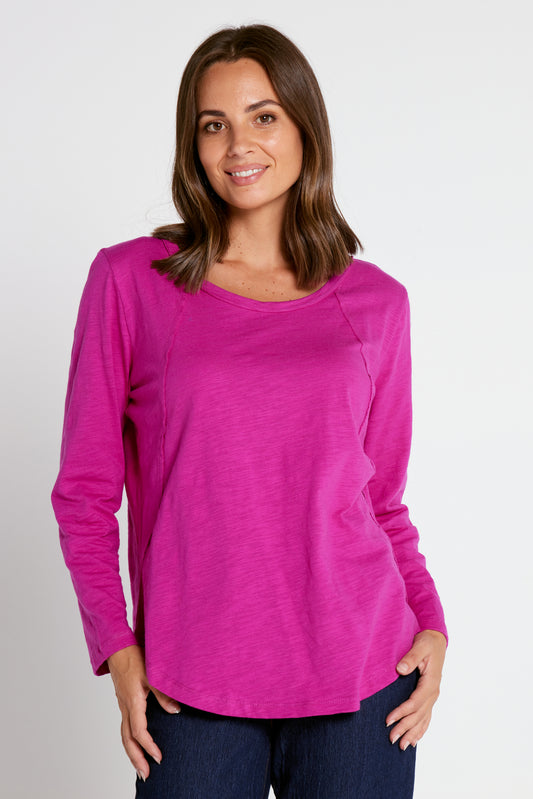 Hillary Long Sleeve Top - Fuchsia