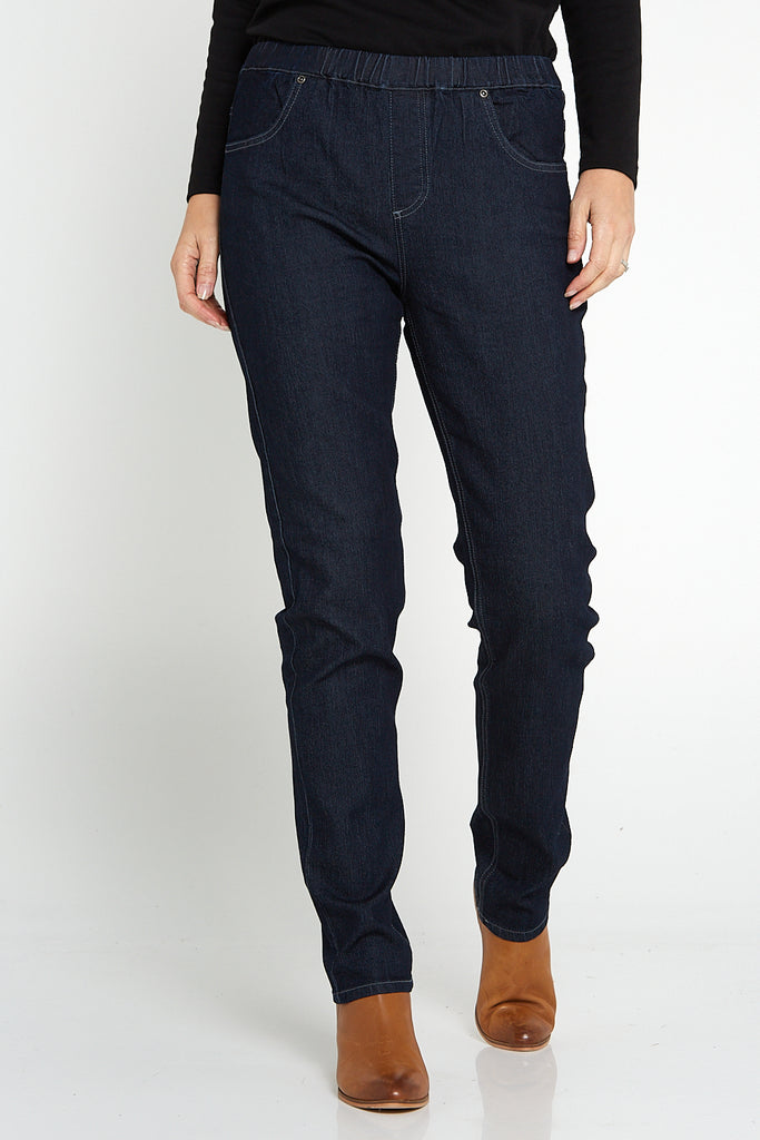 TULIO Mature Fashion | Hillwood Pull On Jeans - Dark Wash | Afterpay ...