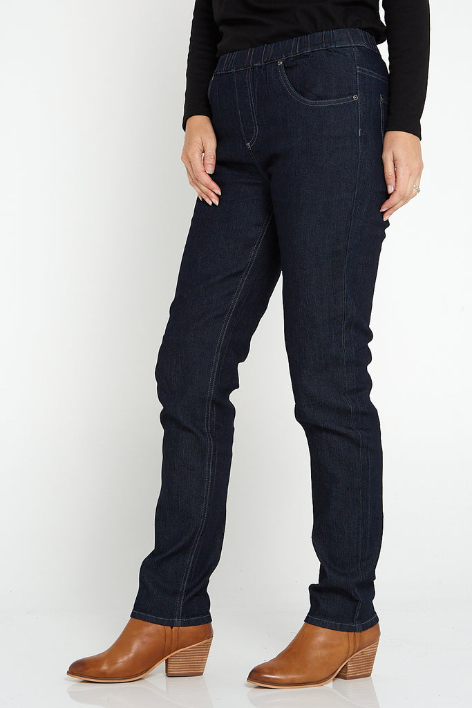 TULIO Mature Fashion | Hillwood Pull On Jeans - Dark Wash | Afterpay ...