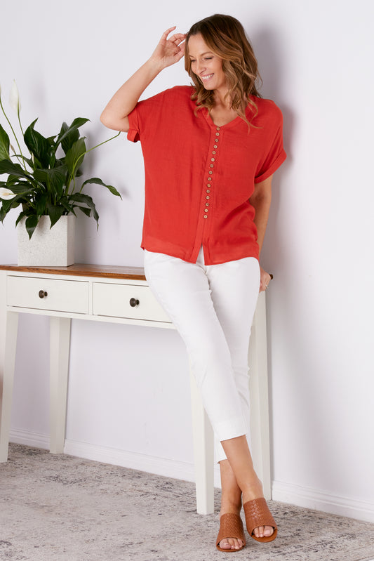 Gemma Top - Rust Red