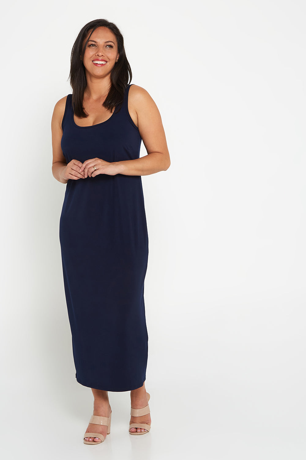 Amy Midi Stretch Slip - Dark Navy