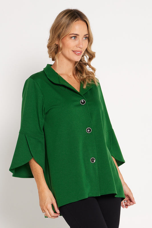 Jocelyn Tulip Sleeve Jacket - Green