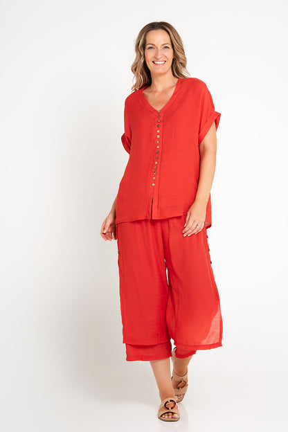 Gemma Top - Rust Red