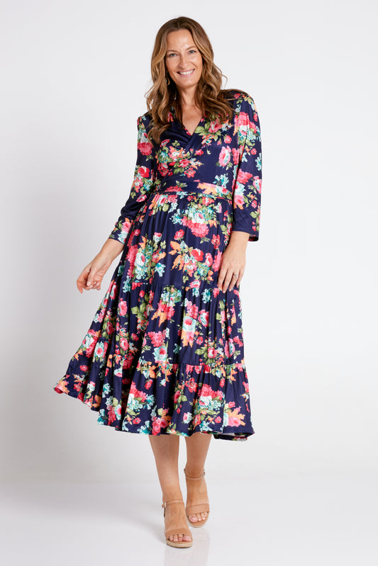 Imogen Wrap Dress - Navy Floral