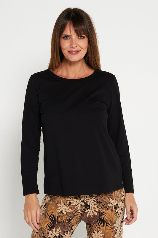 Sammy Long Sleeve Cotton Tee - Black