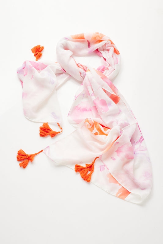 Nailah Scarf - White/Pink