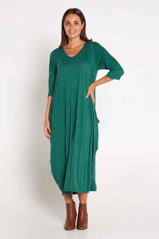 Sleeved Zoe Dress - Forest