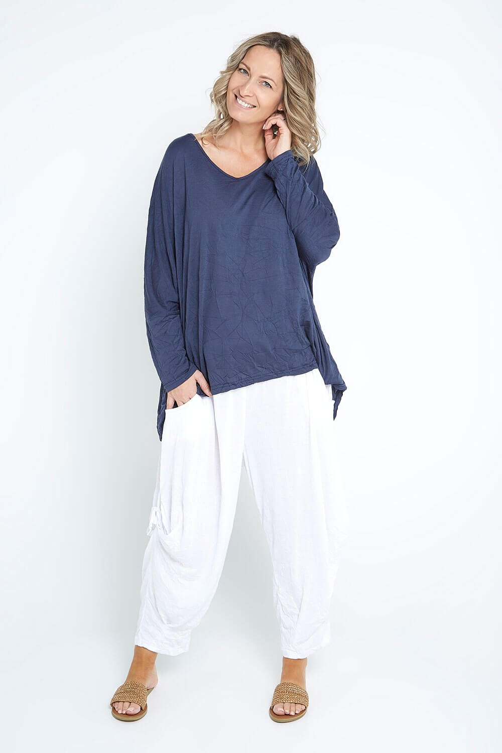 V Neck Celia Top - Indigo