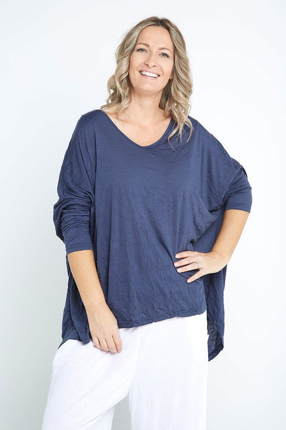 V Neck Celia Top - Indigo