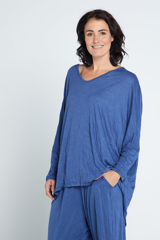 V Neck Celia Top - Denim