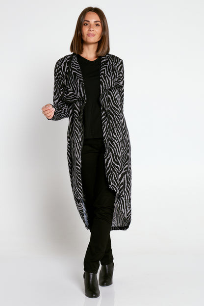 Zebra Duster Coatigan - Grey/Black