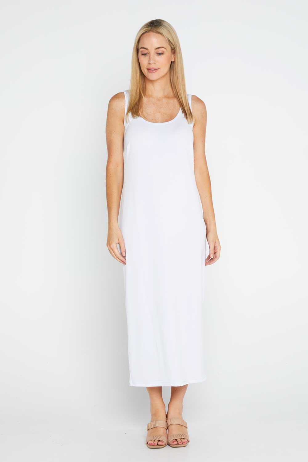 Amy Midi Stretch Slip - White