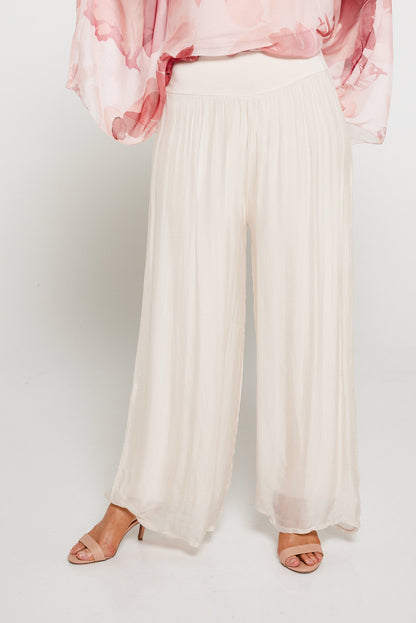 Arlette Silk Pants - Ivory