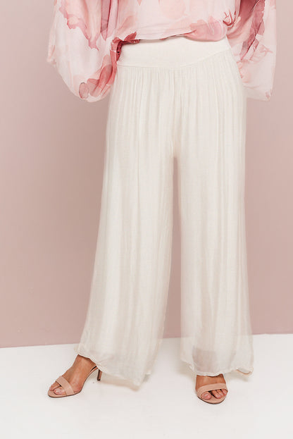 Arlette Silk Pants - Ivory