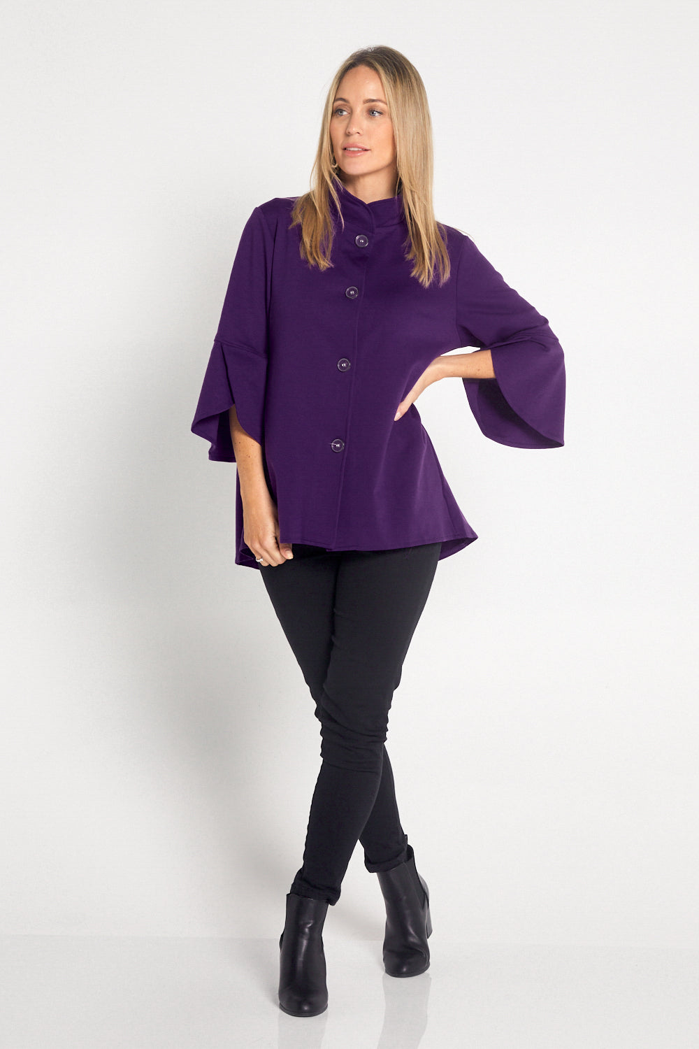 Jocelyn Tulip Sleeve Jacket - Purple