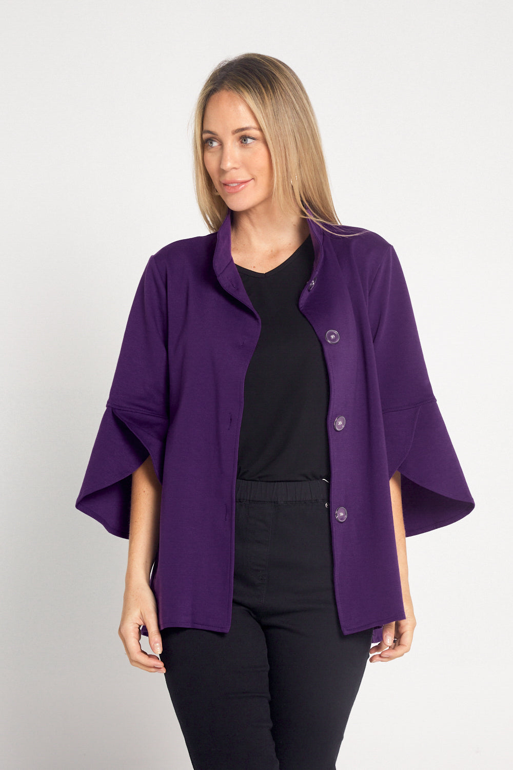 Jocelyn Tulip Sleeve Jacket - Purple