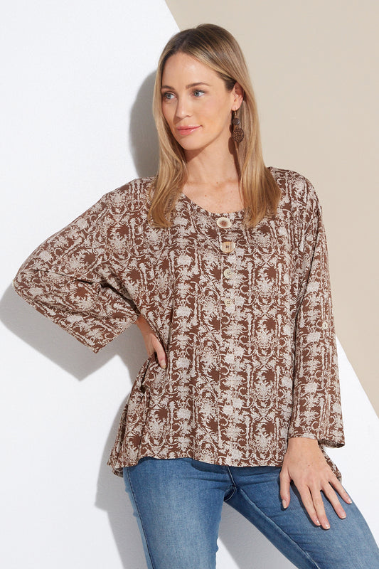 Leabrook Top - Mocha Tapestry