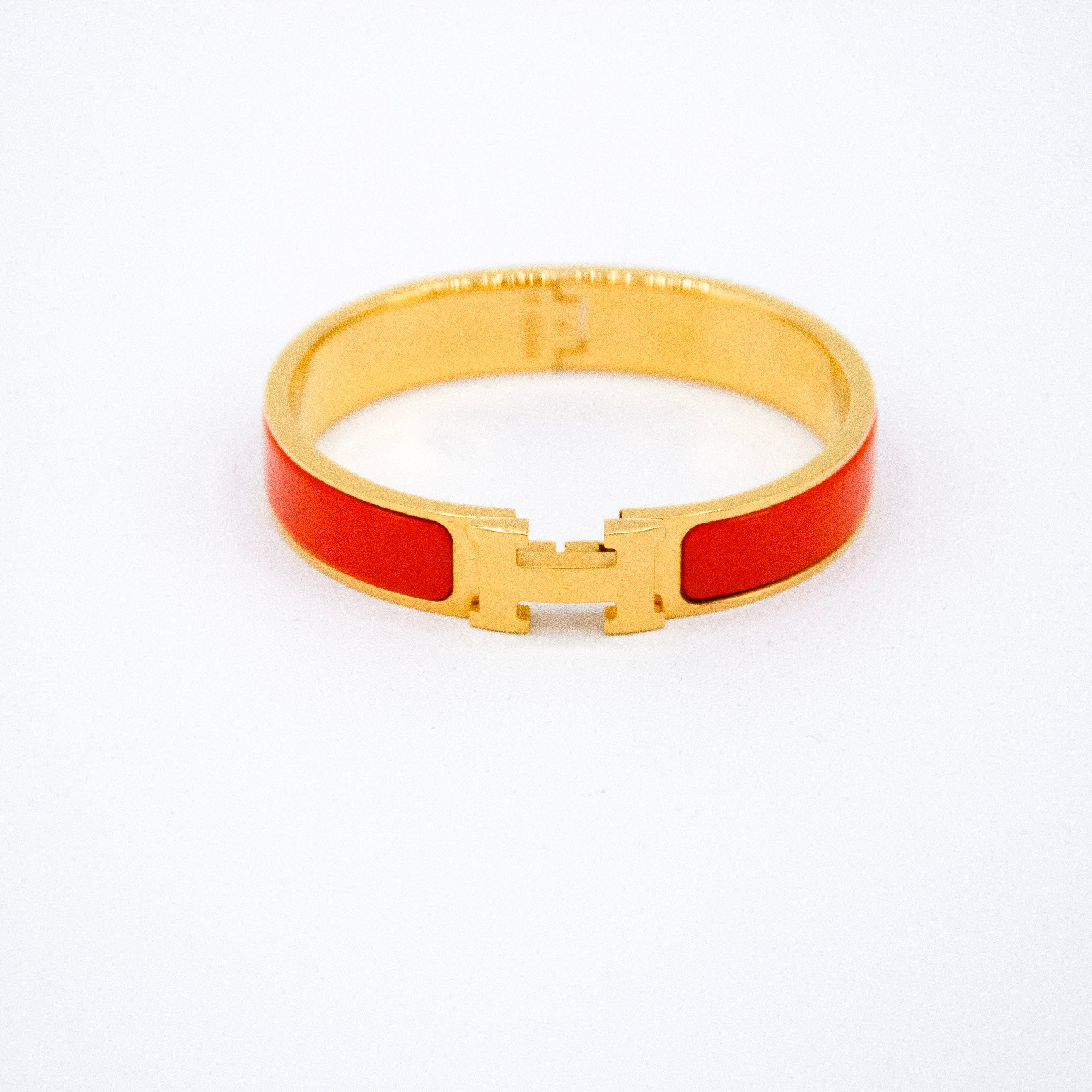 Billede af Hermes Click H Orange Guld Armbånd