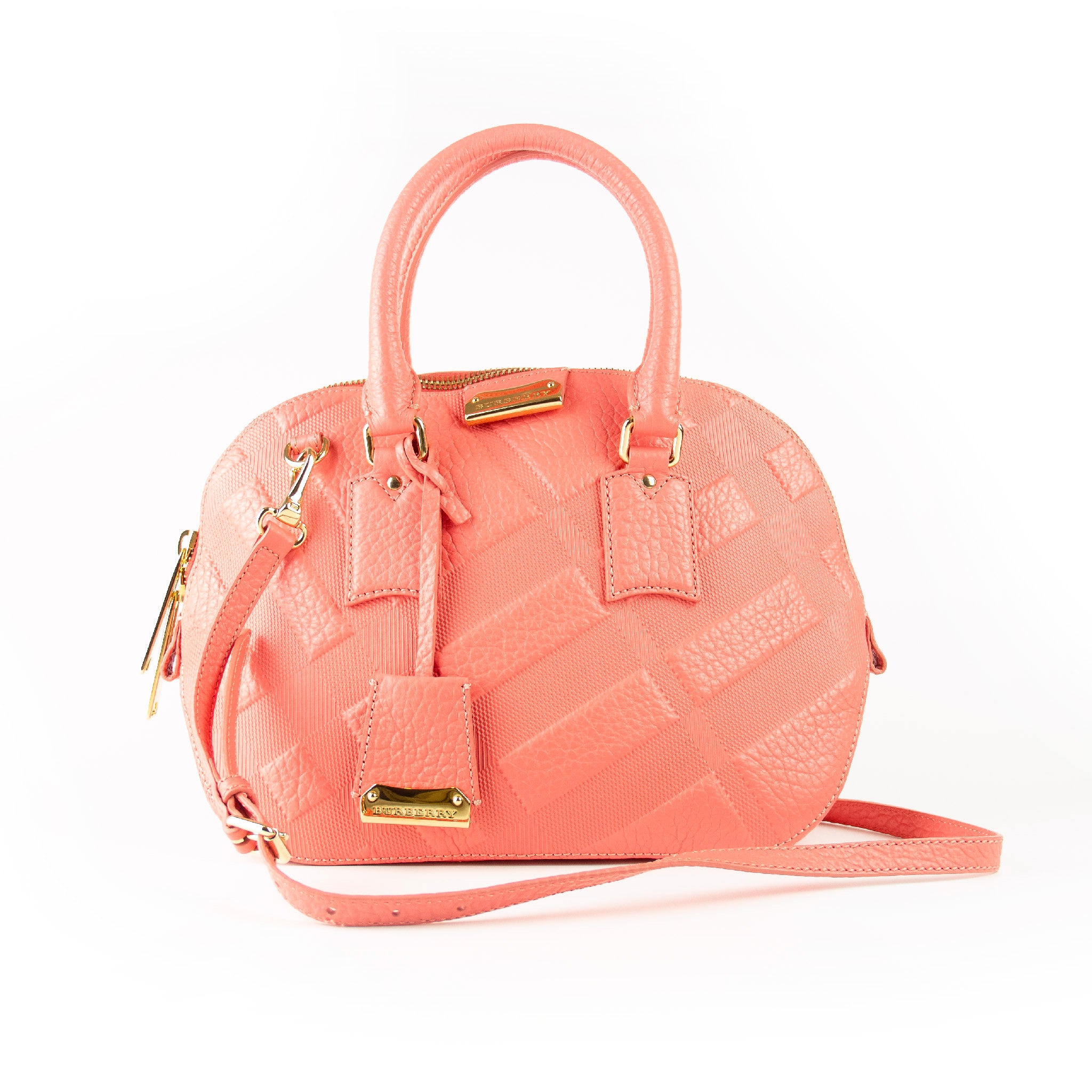 Burberry 2way læder pink håndtaske med rem