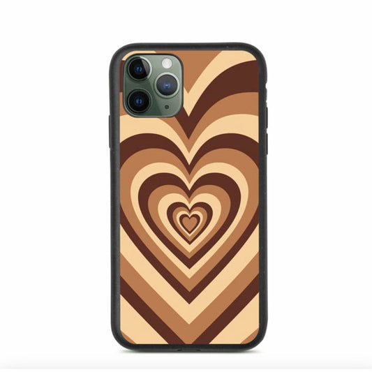 iPhone 11 pro brown retro heart phone case