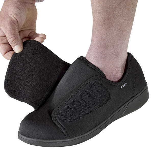 Men's Extra Wide Comfort Step Shoes - Easy Touch - Swollen Feet - Black