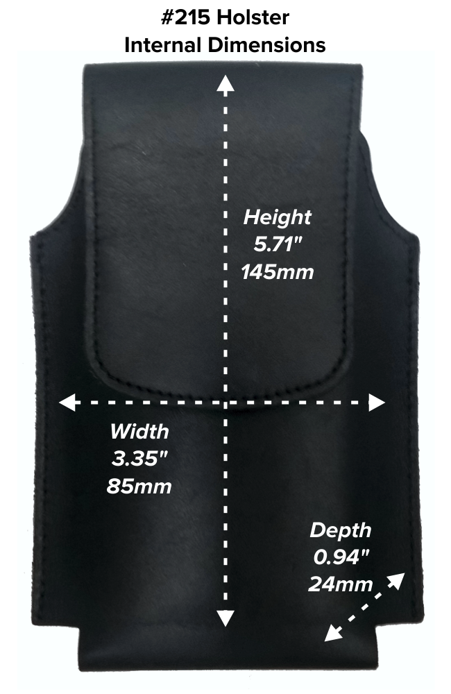 Large Wide Hip Holster (215) Dimensions