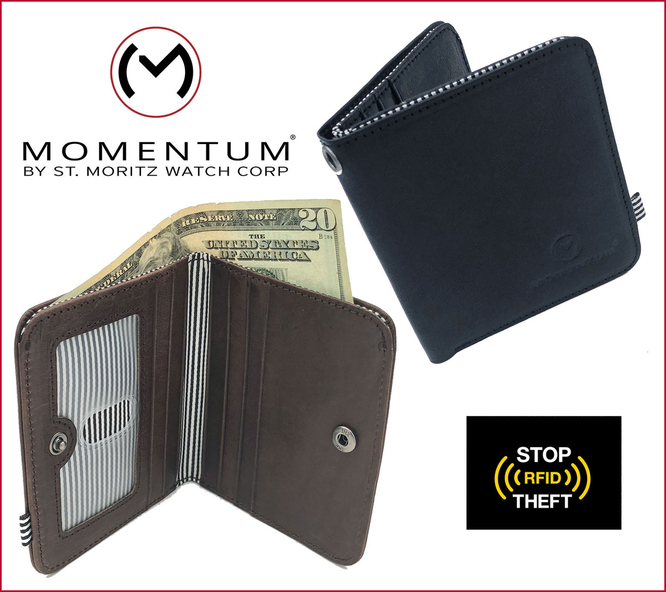 Bramante Bi-Fold Wallet - Black – Momentum Watches