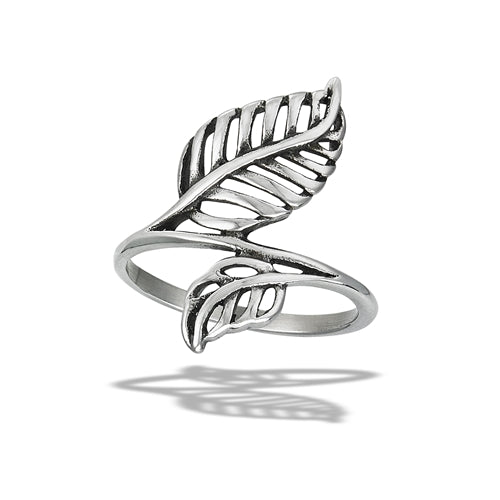 Stainless Steel Two Leaves Ring