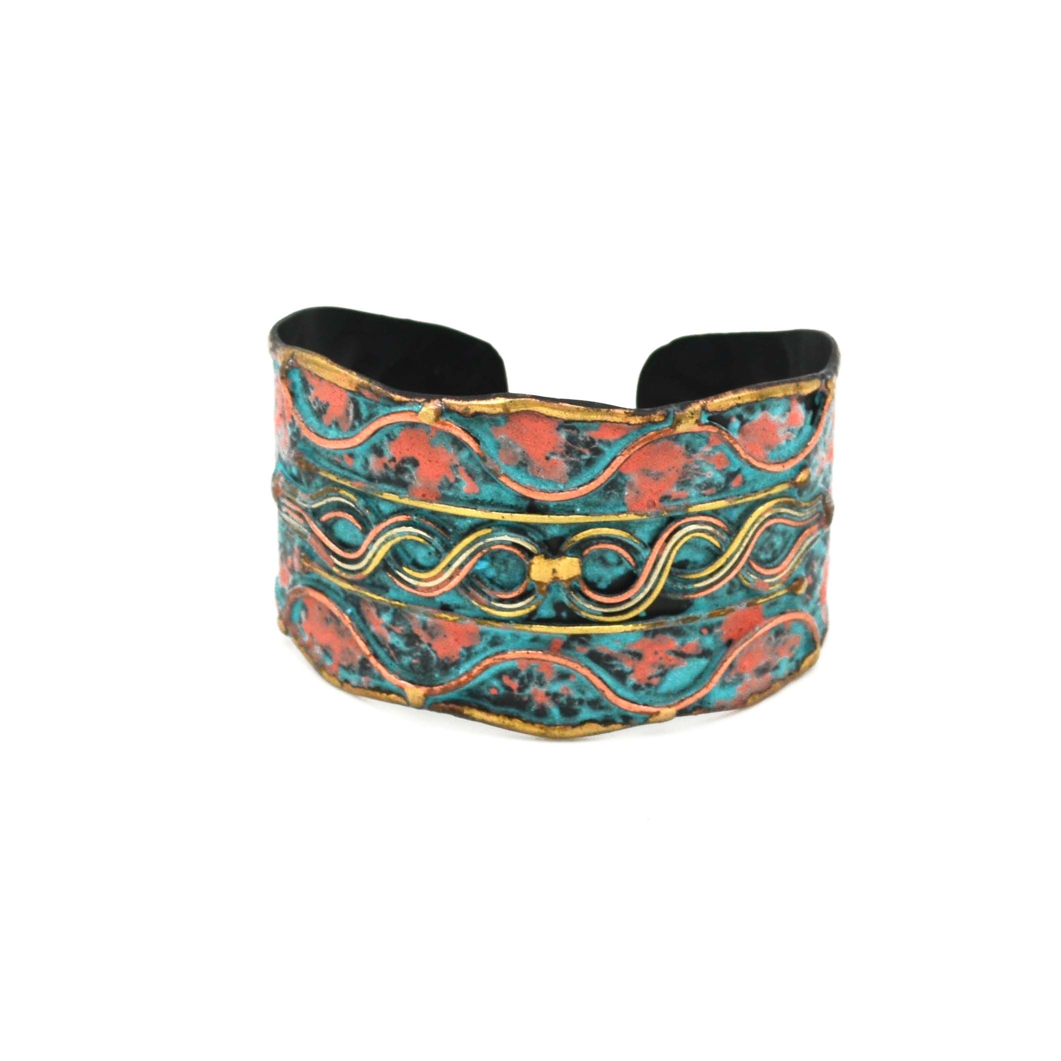 Copper Green Patina cuff bracelet